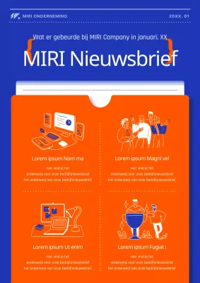 Een moderne oranje en blauwe bedrijfspublicatie