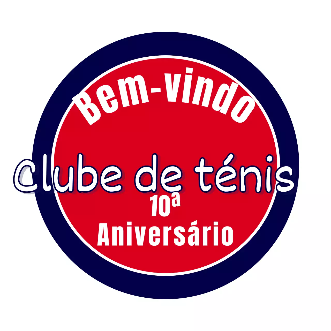 Clube de ténis simples e clássico com letra cursiva
