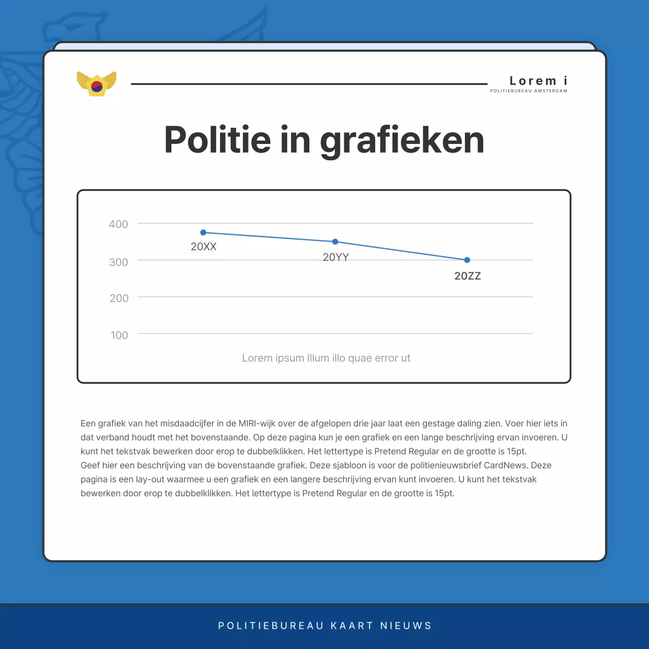 Standaard nieuwsbriefberichten politiebureau in blauw en marineblauw