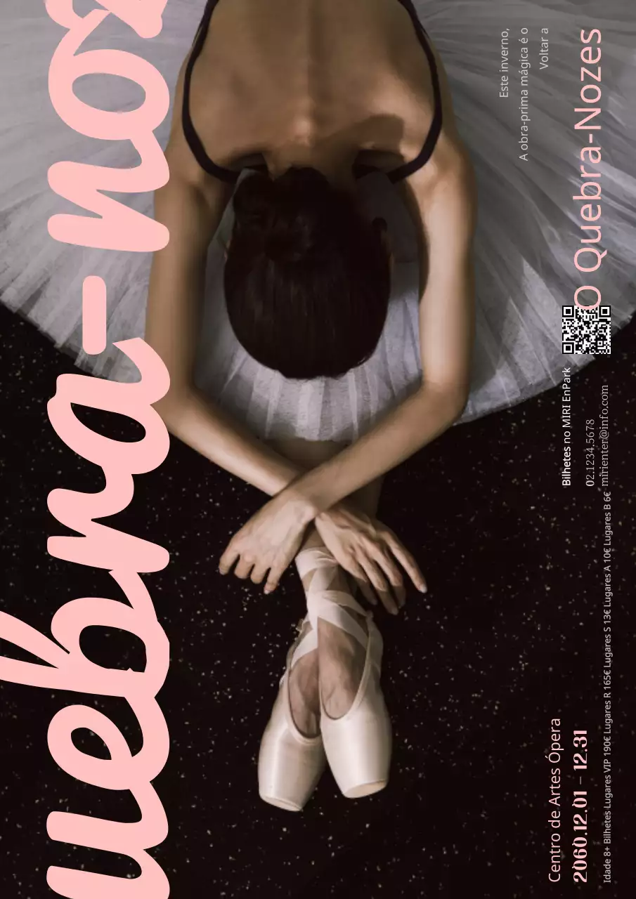 Promova um espetáculo de ballet clássico em preto e rosa