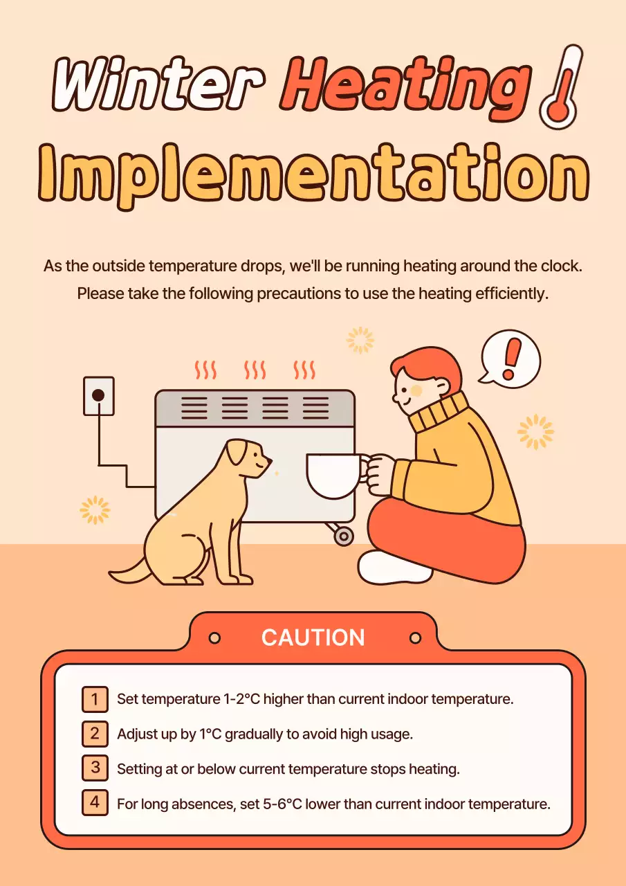 Orange Simple Heating Notice Poster