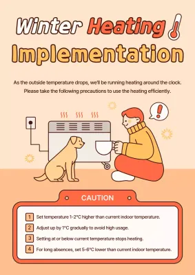 Orange Simple Heating Notice Poster