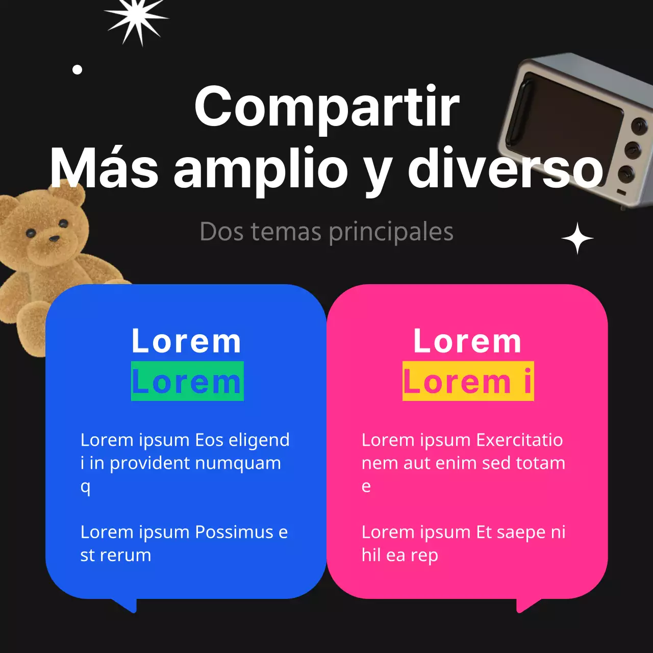 Anuncio negro y fluorescente del mercado de intercambio de moda