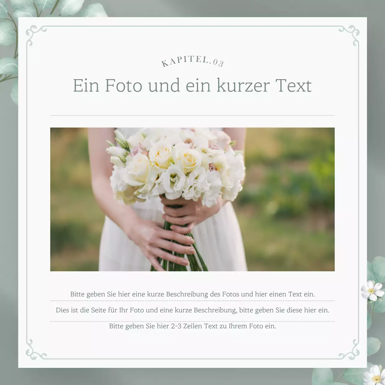 Luxuriöser floraler Newsletter in Beige und Grün