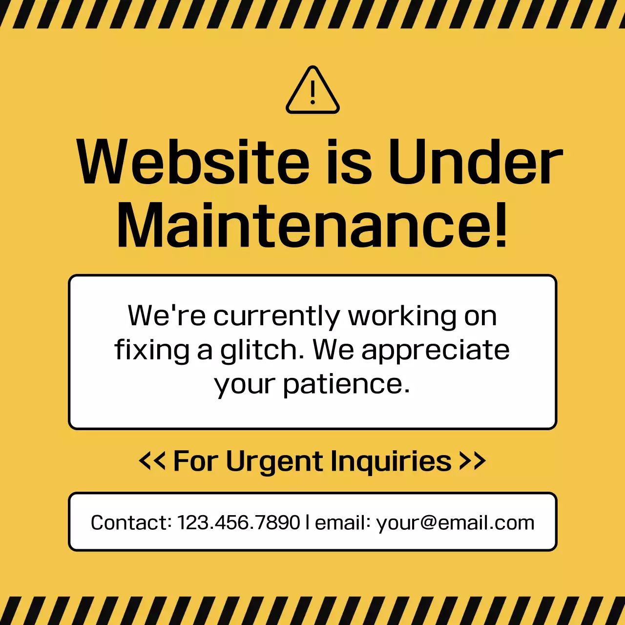 Yellow Simple Maintenance Announcement Instagram Post