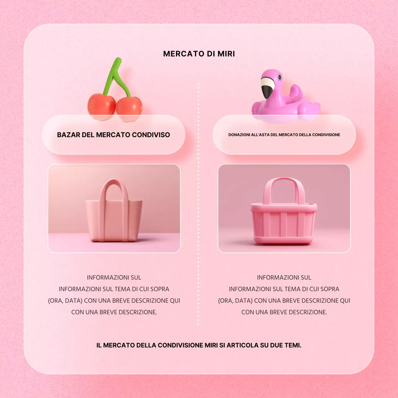 Annuncio del mercato di condivisione rosa e rosso