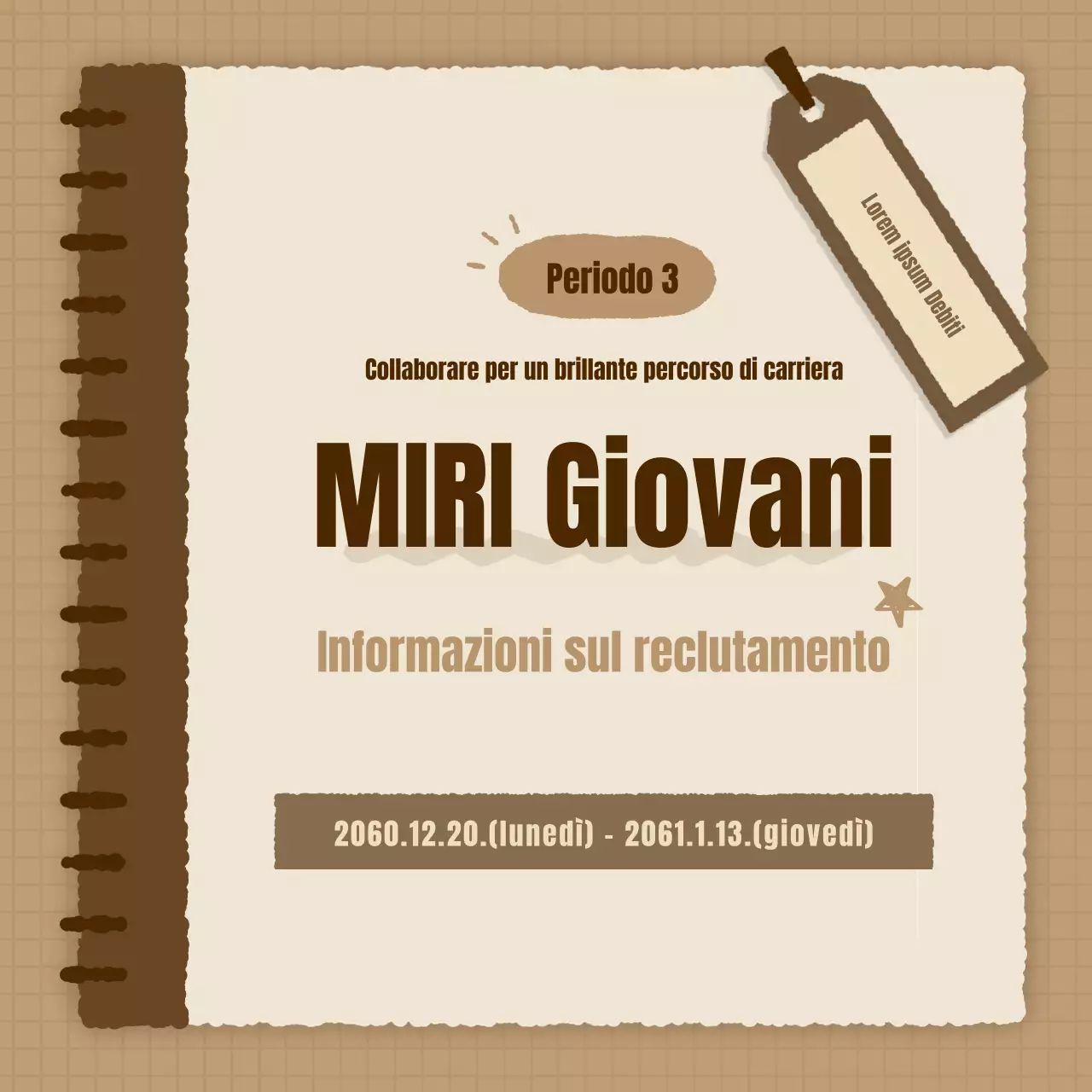 Un semplice annuncio di lavoro su una piattaforma di esperienza professionale in marrone e beige