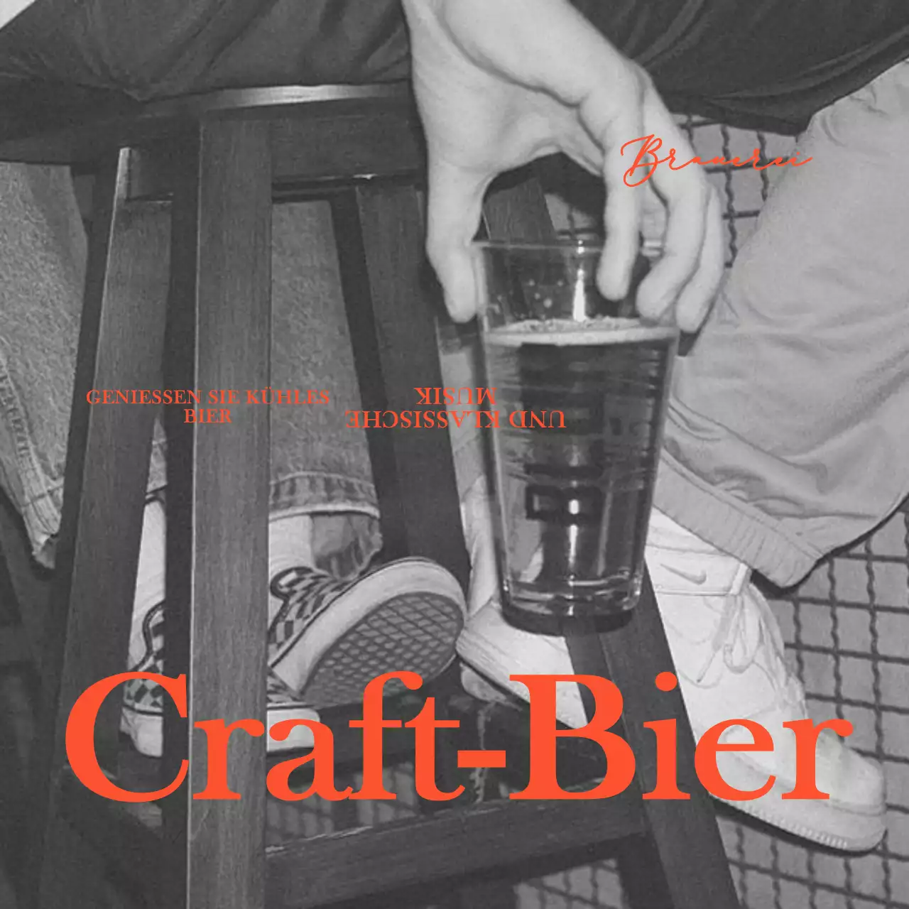 Vintage-inspirierte Kneipe mit sentimentaler Schwarz-Weiß-Fotografie und Serifenschrift