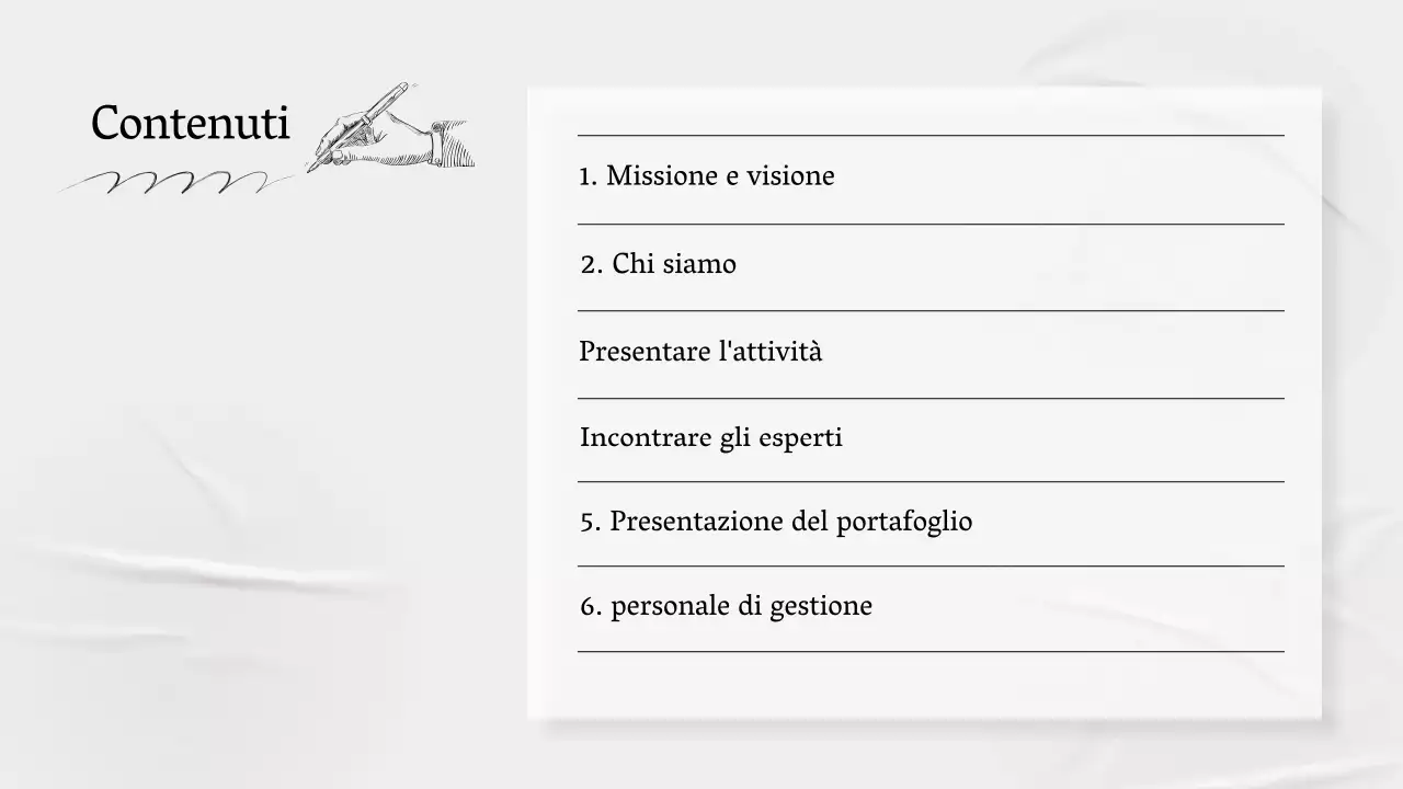 Un profilo aziendale semplice, grigio, che racconta la storia