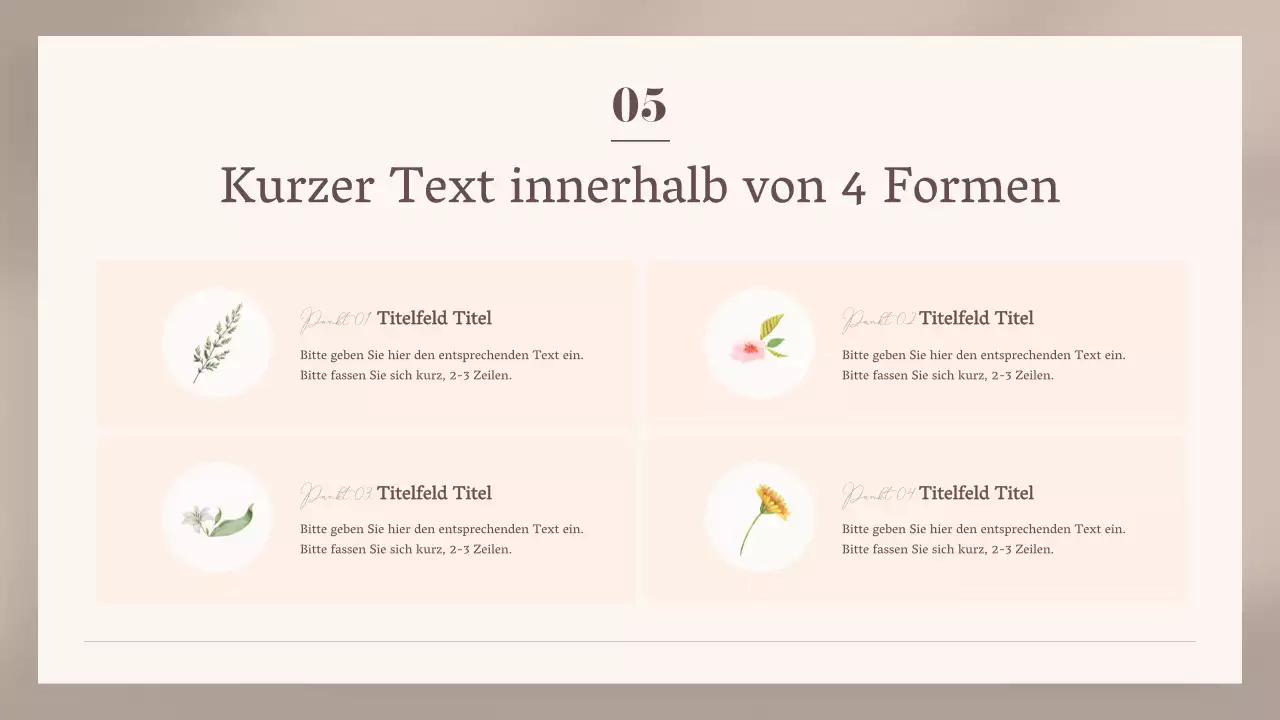 Edle Blumenkartenpräsentation in Beige