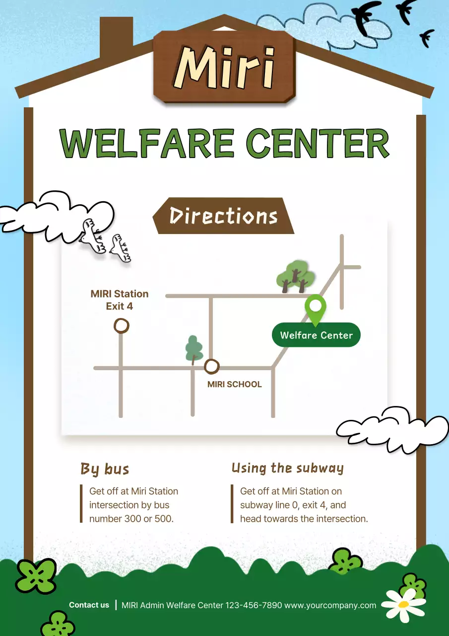 Directions to the light blue and green welfare office