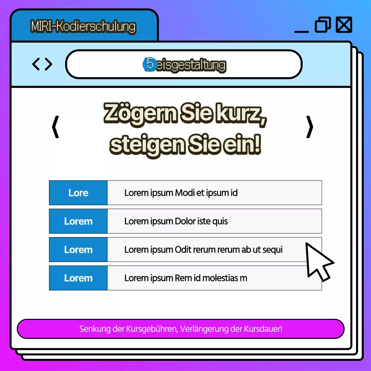 Förderung der kitschigen Kodierungsausbildung in Blau und Lila