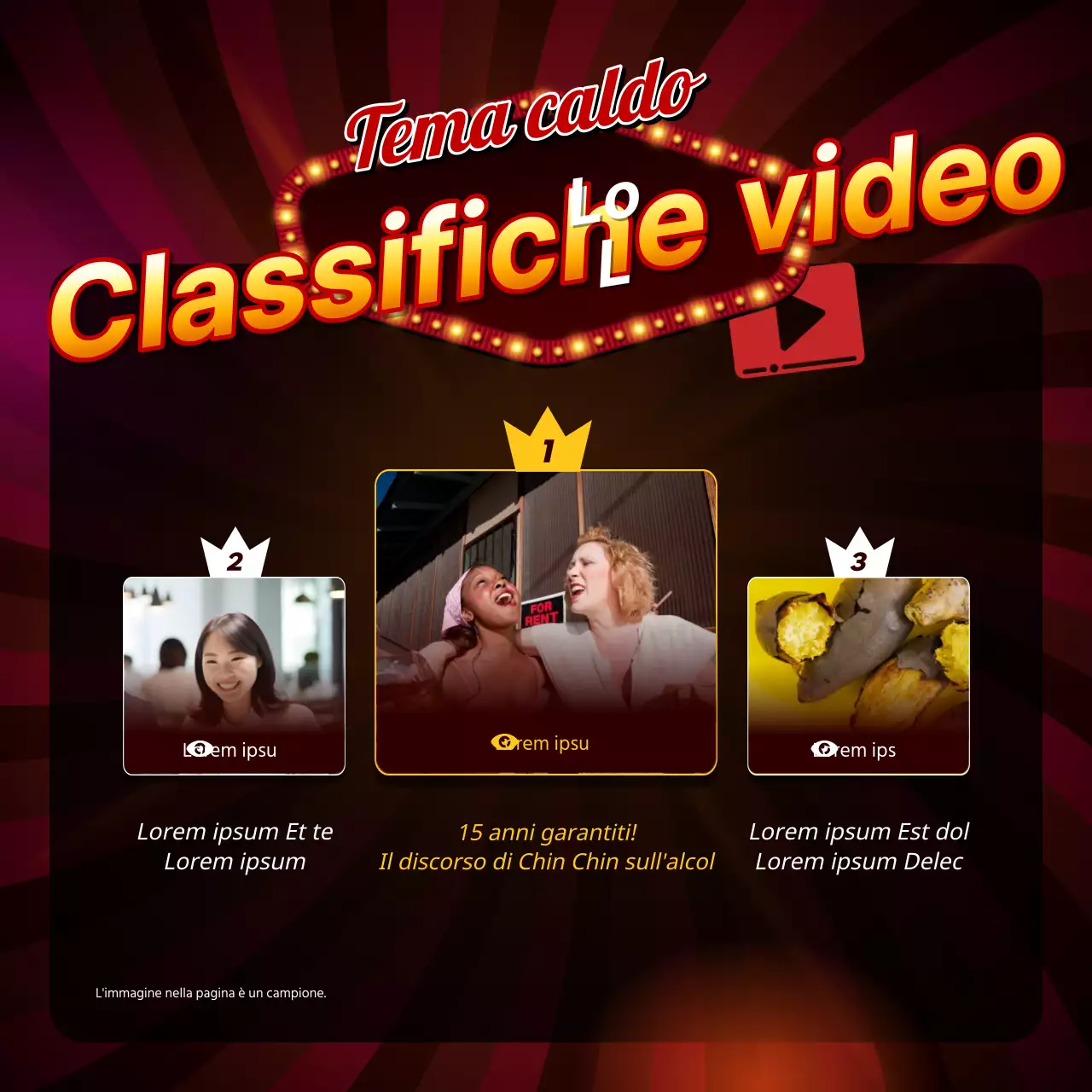 Un post introduttivo di contenuto retro rosso e giallo