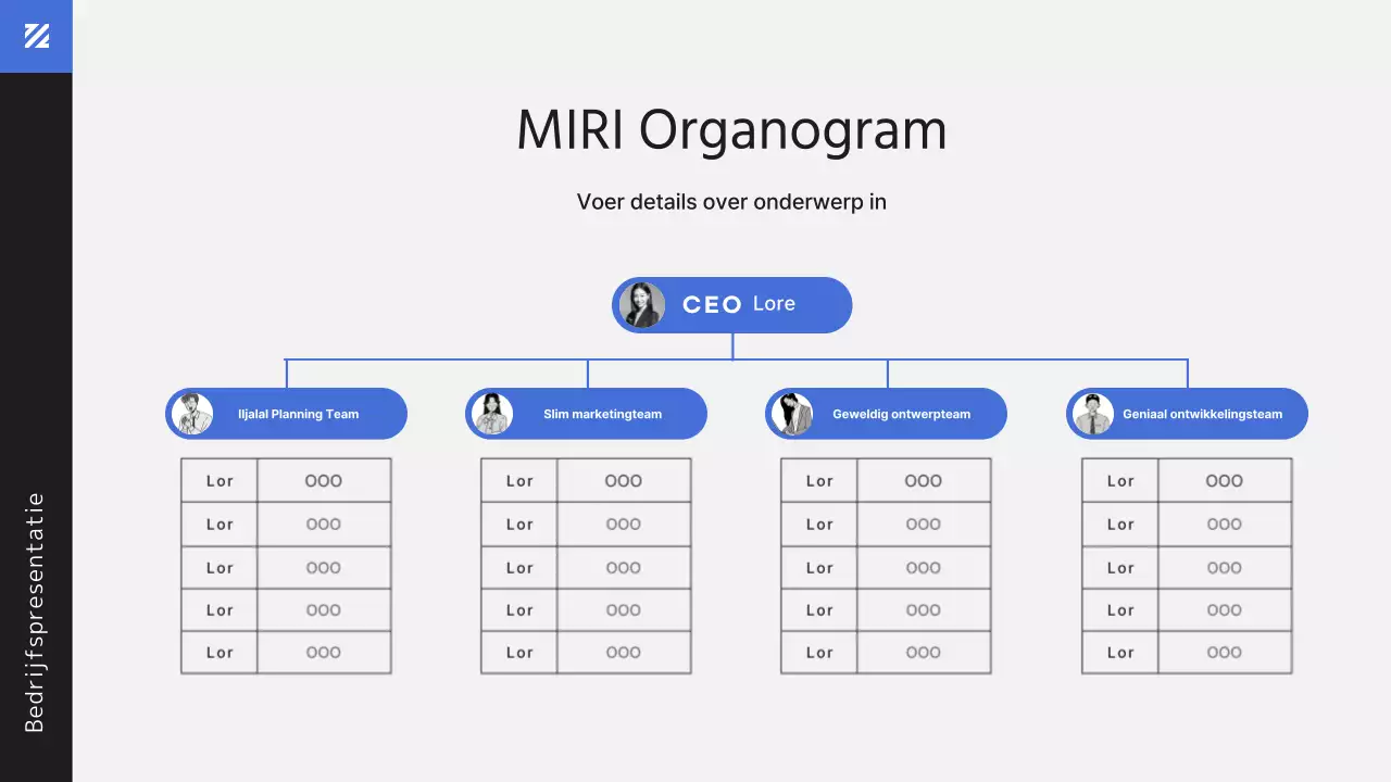 Moderne kantoormedewerker in blauwe zakelijke documentpresentatie
