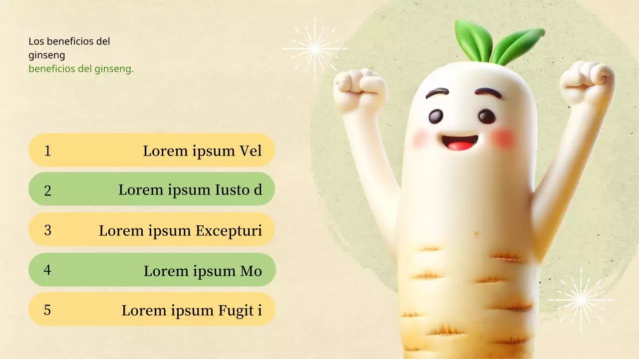 Un sencillo plan amarillo y verde para una fiesta local del ginseng