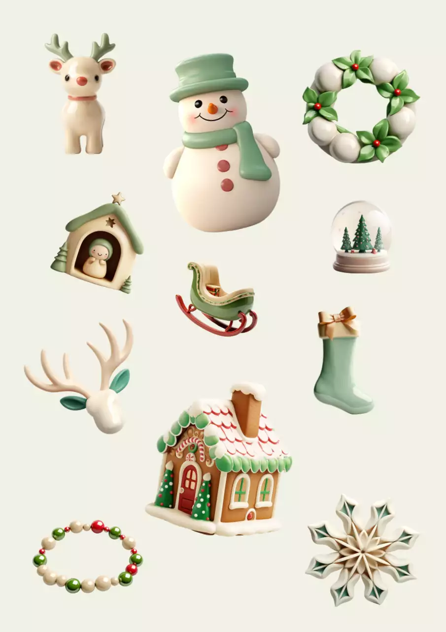 Adhesivos navideños de porcelana