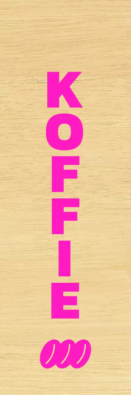 Café met strakke zwarte letters en roze accenten