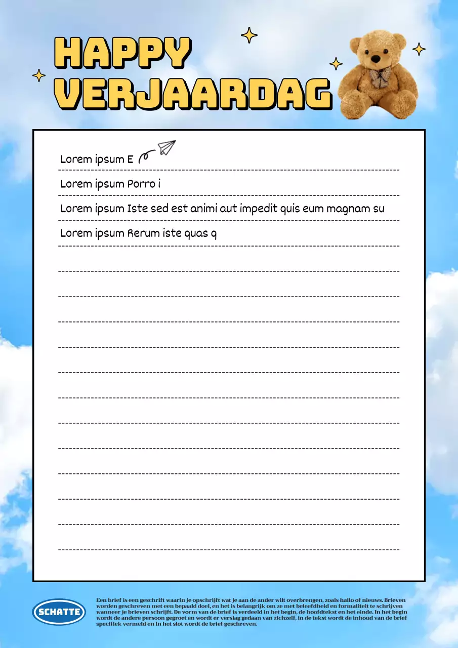 Kitscherig gelukkige verjaardag briefpapier in geel en blauw