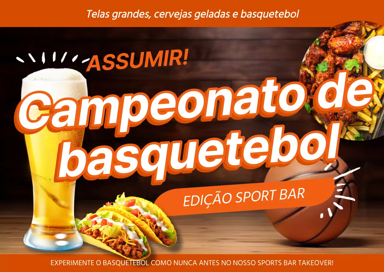Anúncios de restaurantes em tons de laranja e branco