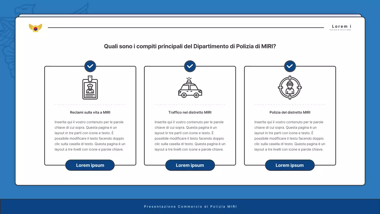 Affissioni di default del bollettino della stazione di polizia in blu e blu navy