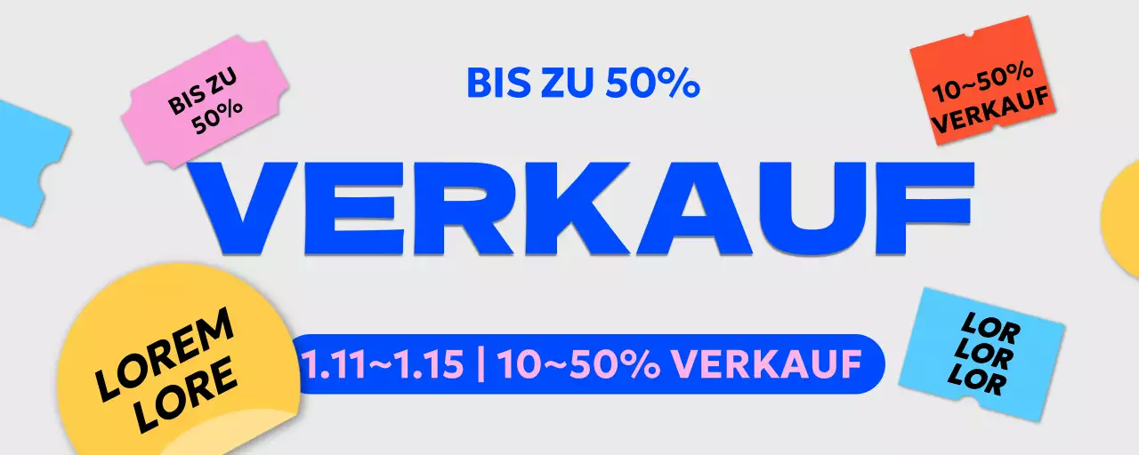 Verkaufsankündigungen in blauer Schrift