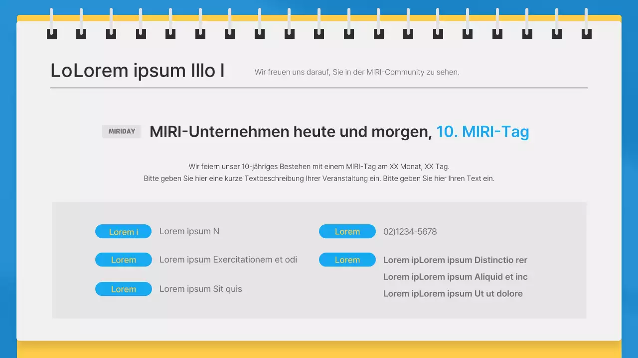 Einfacher monatlicher Unternehmens-Newsletter in Blau und Gelb