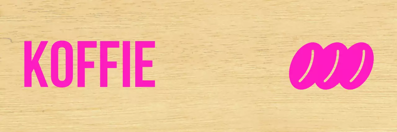 Café met strakke zwarte letters en roze accenten