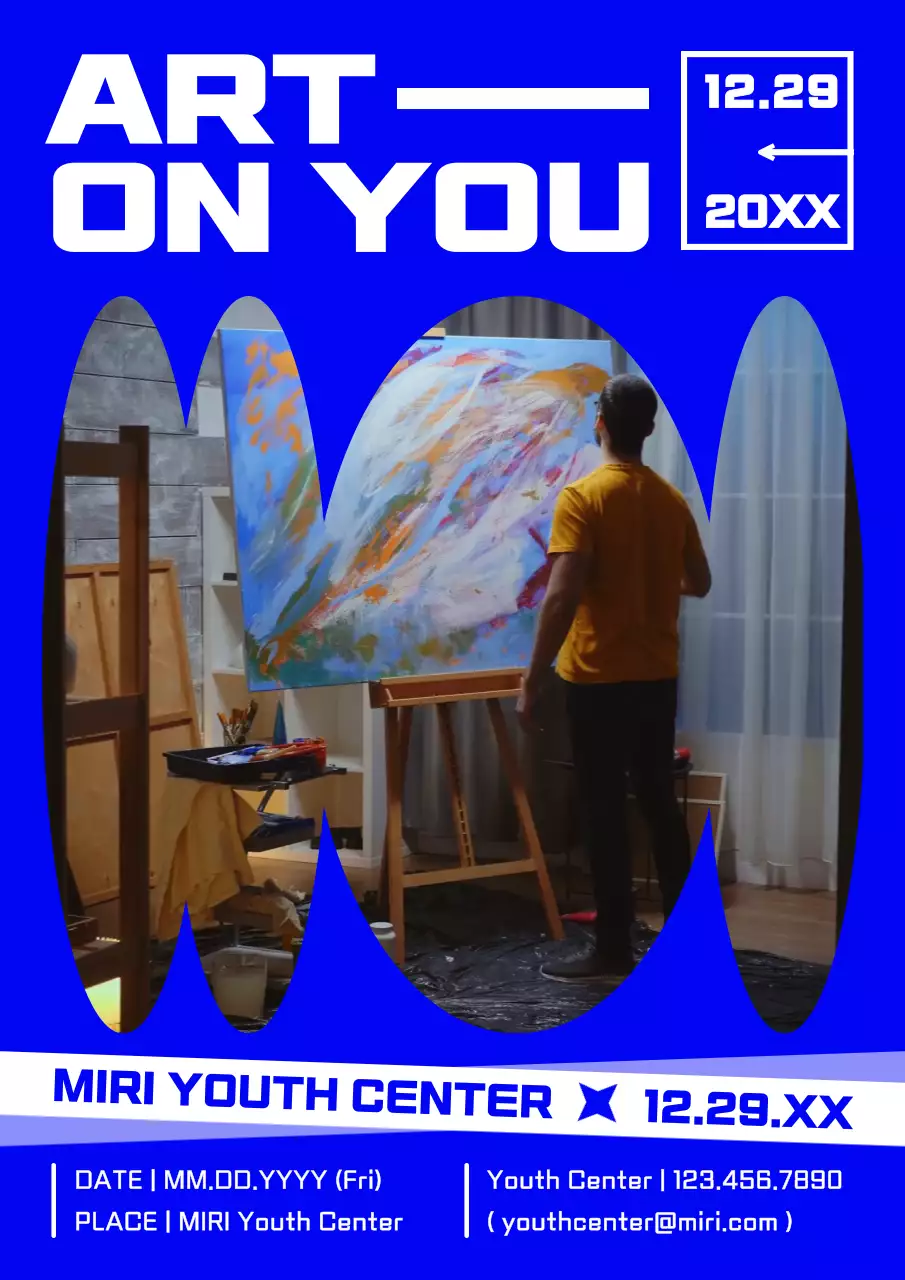 블루 모던 아트 이벤트 포스터