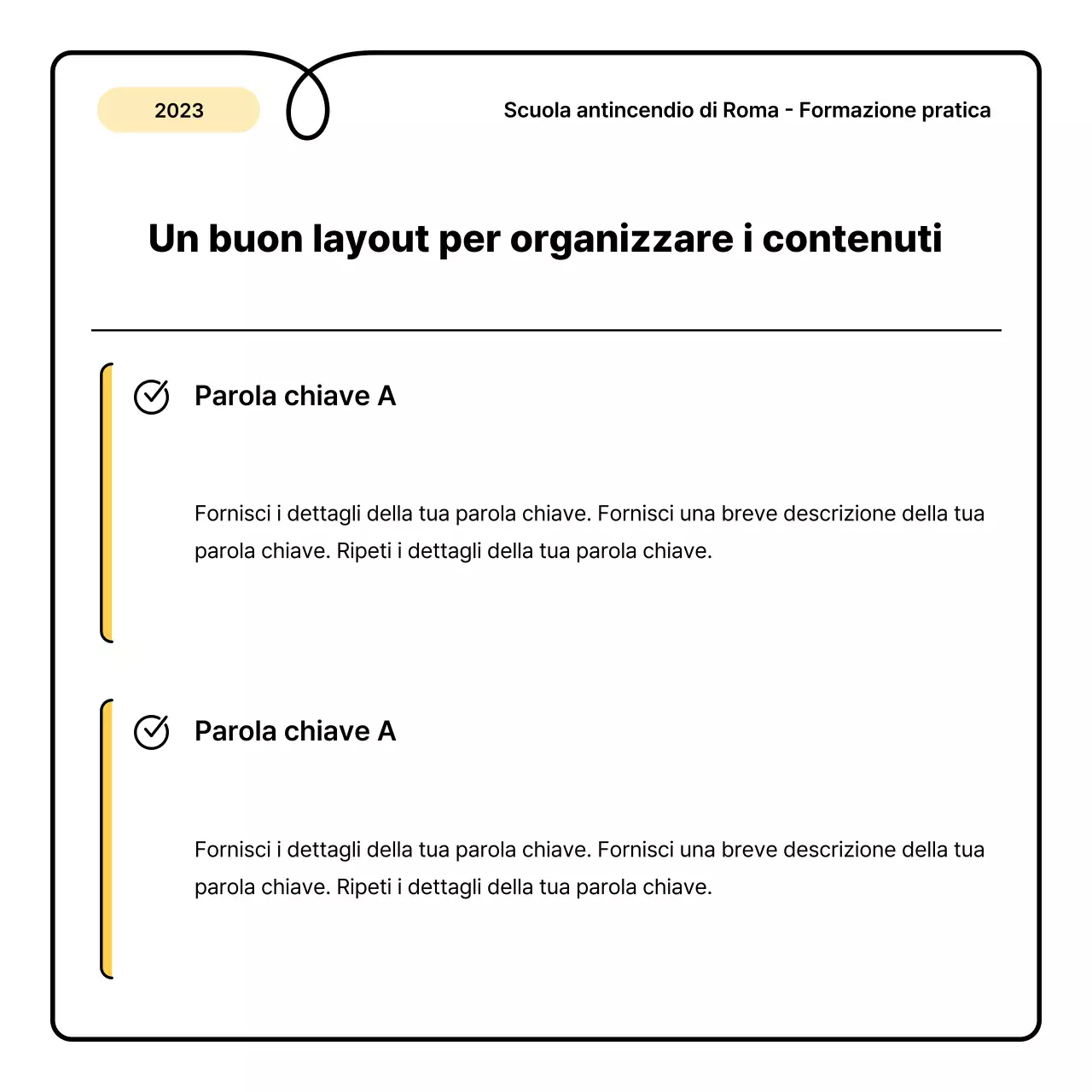 Nozioni di base gialle e arancioni e una piccola e simpatica scheda informativa sugli incendi
