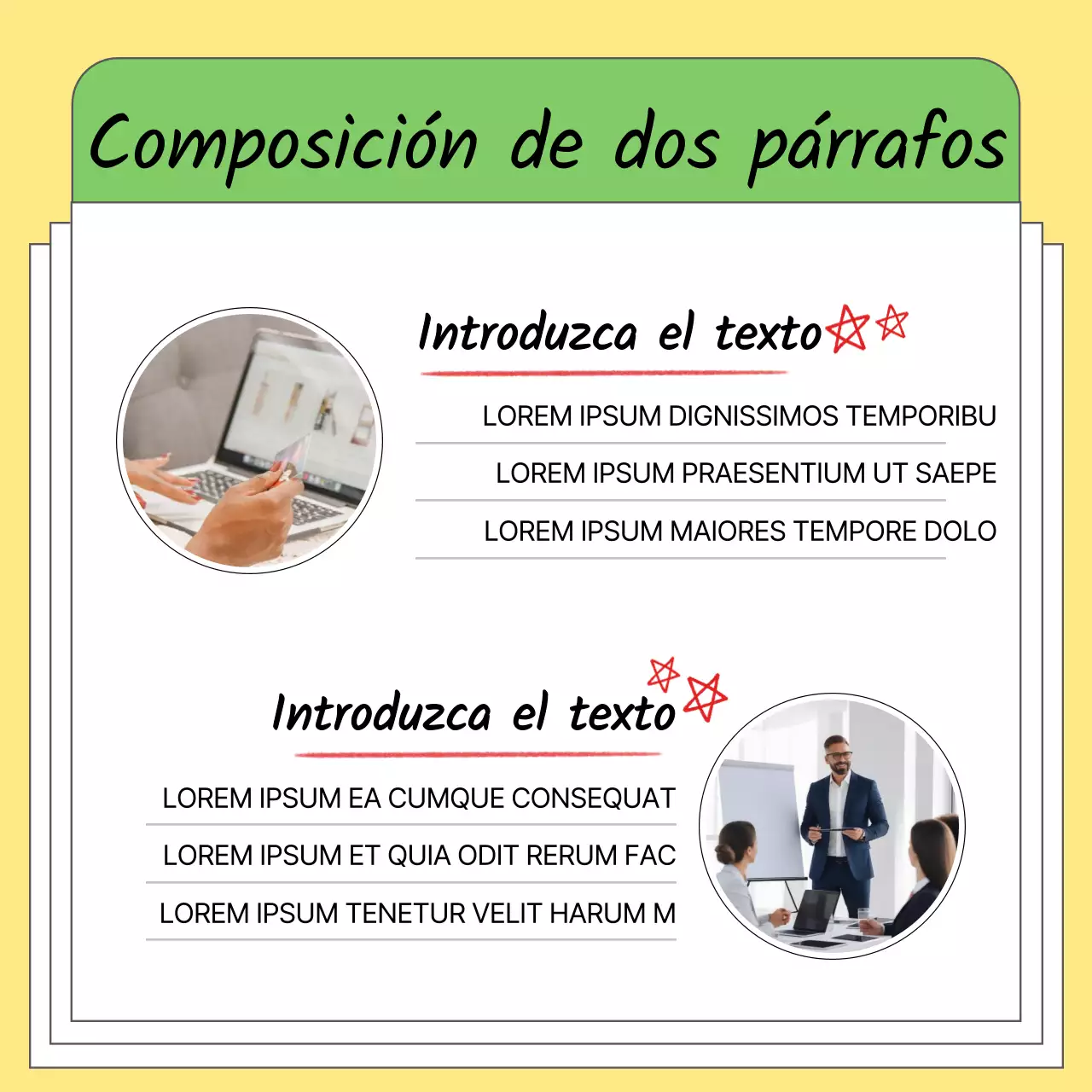 Consejos empresariales sencillos en amarillo y negro