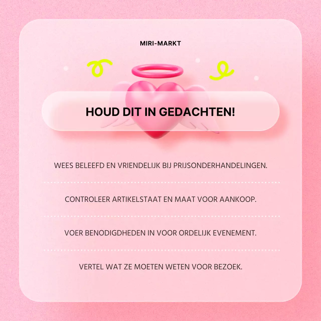 Aankondiging van de roze en rode deelmarkt