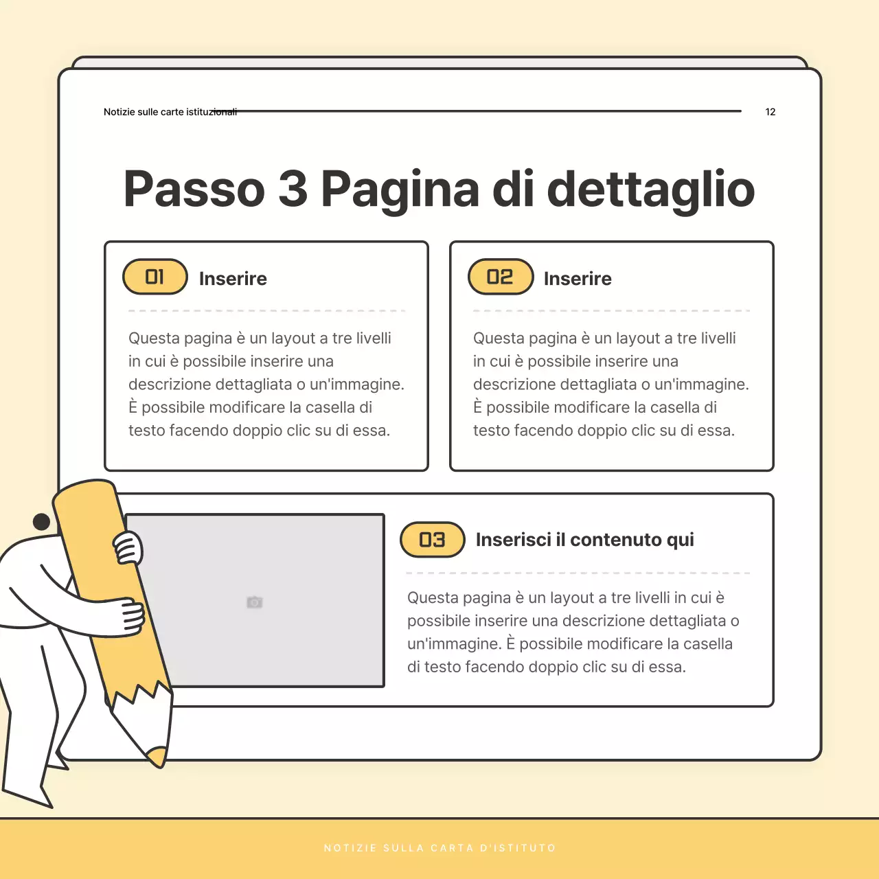 Un bollettino di base giallo e bianco dell'ufficio di assistenza sociale