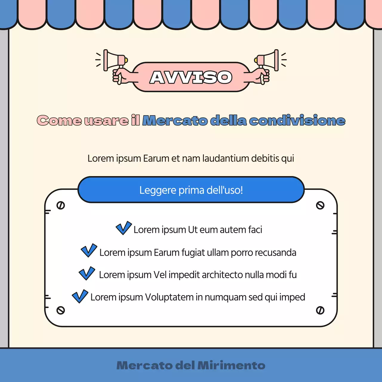Annuncio del bazar blu e rosa