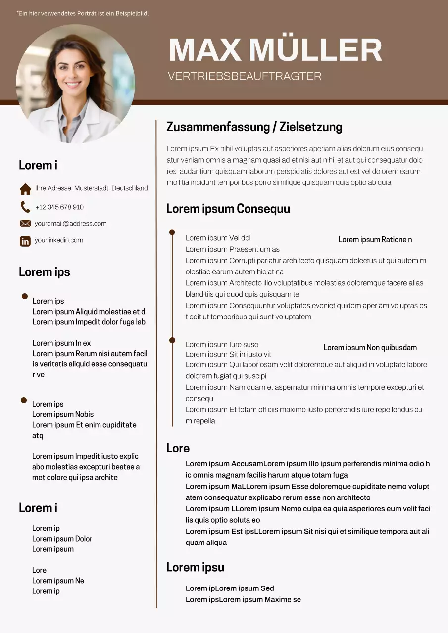 Weiß und Khaki Basic Lebenslauf Vertriebsmitarbeiter