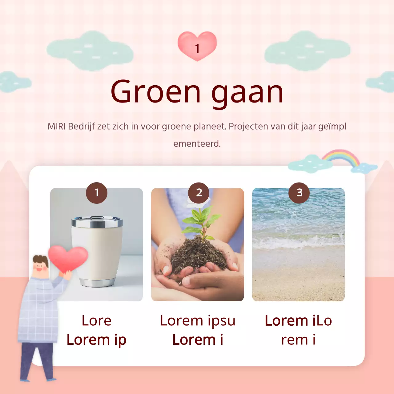 Roze en lichtblauw ESG-beheerrapport voor bedrijven