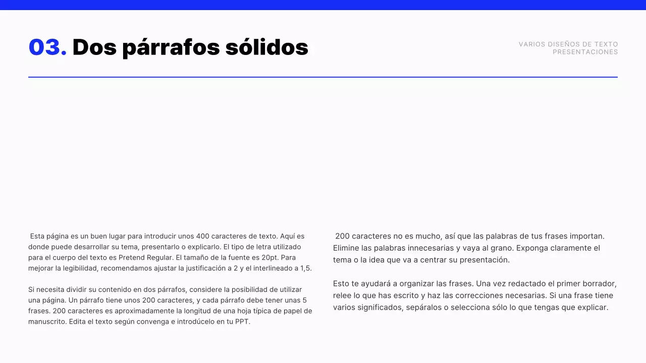 Informe de texto moderno en azul y blanco