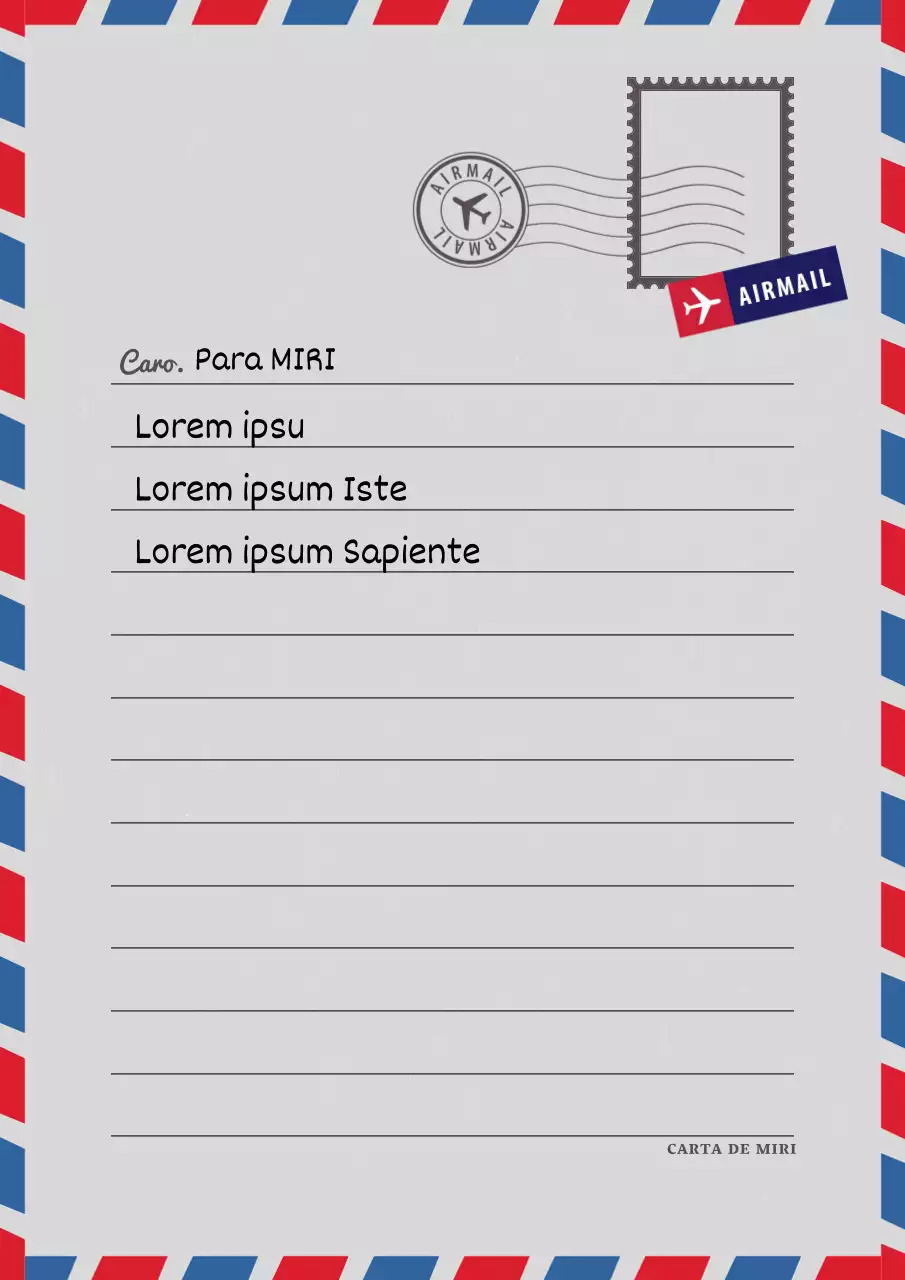 Papel de carta básico vermelho e azul para correio aéreo