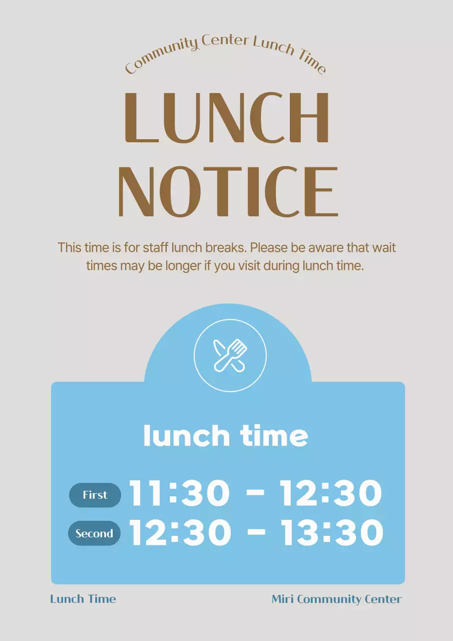 Brown Simple Lunch Notice Poster