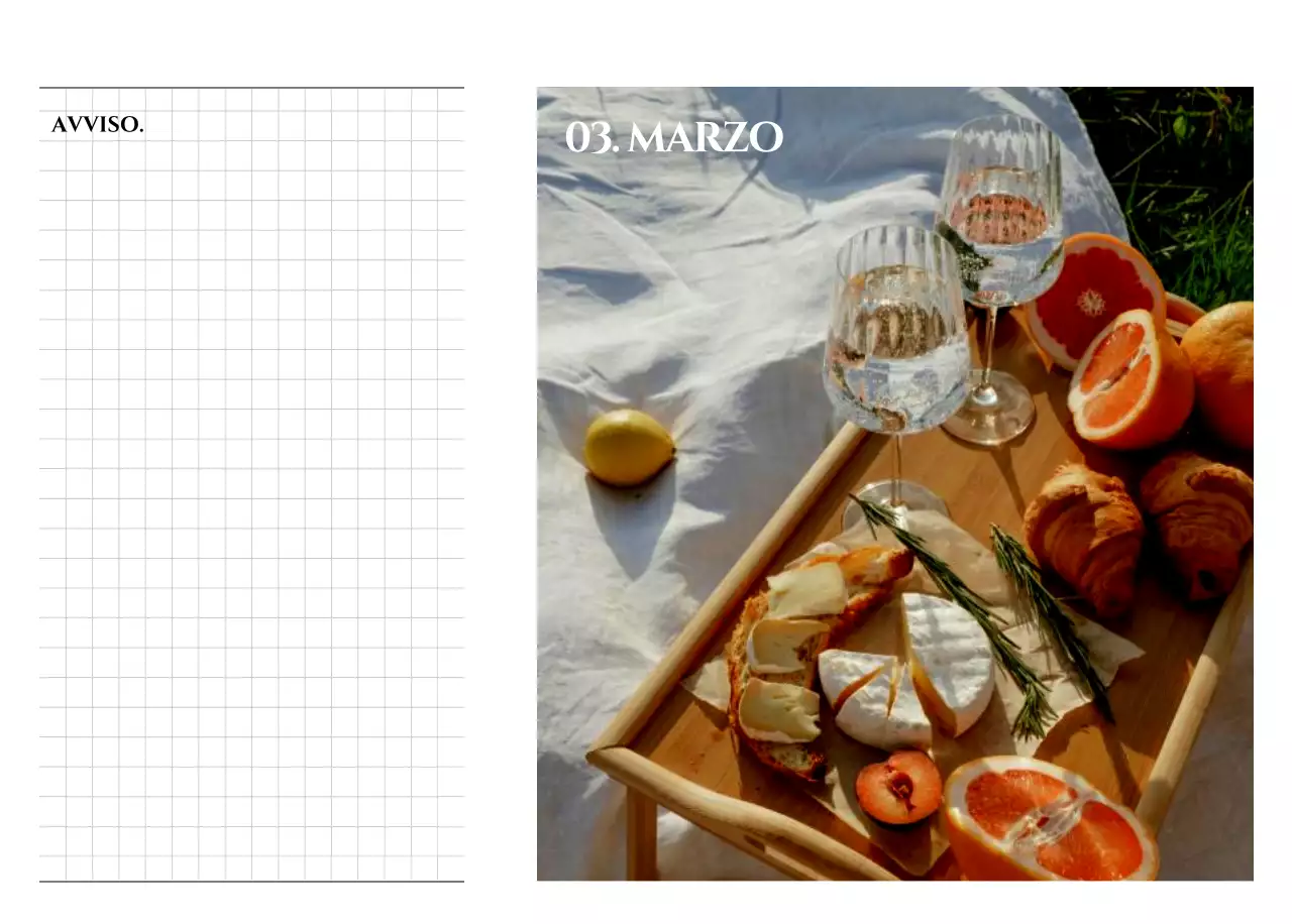 Un calendario dallo stile semplice con un concetto di fotografia di viaggio emozionale