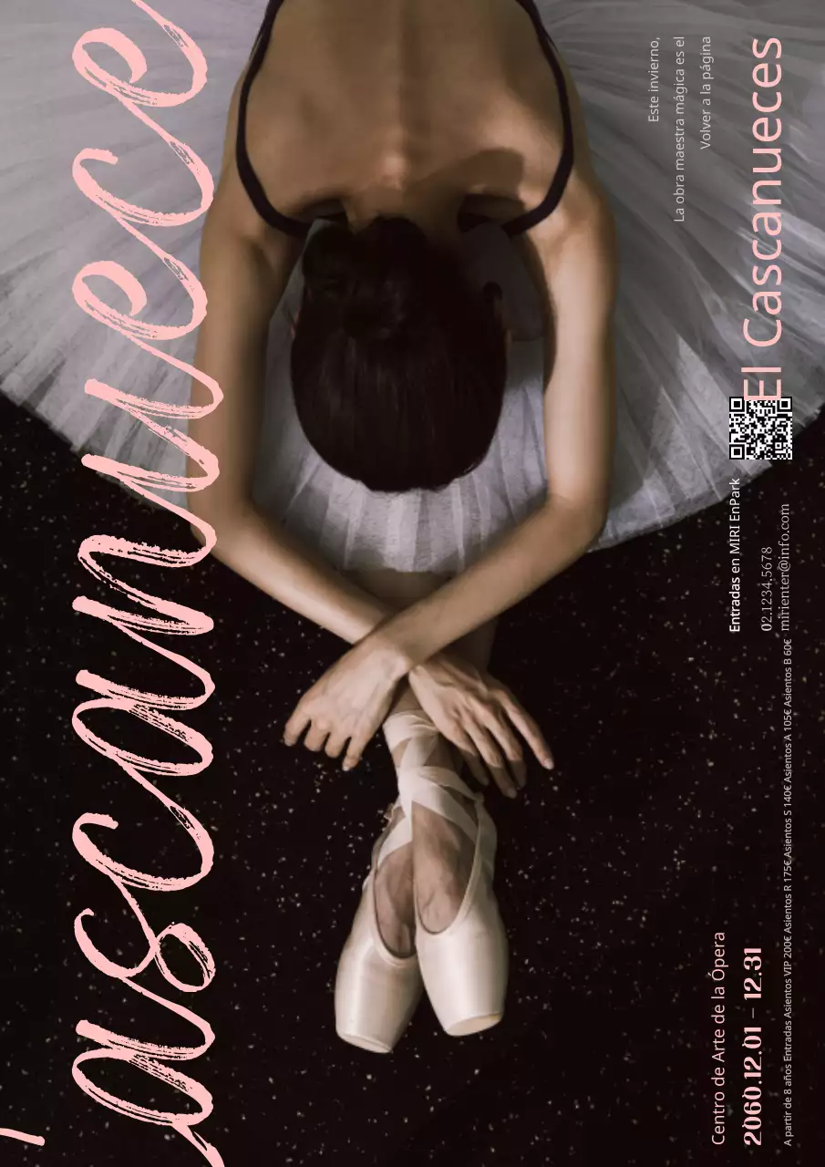 Promueva un espectáculo de ballet clásico en negro y rosa