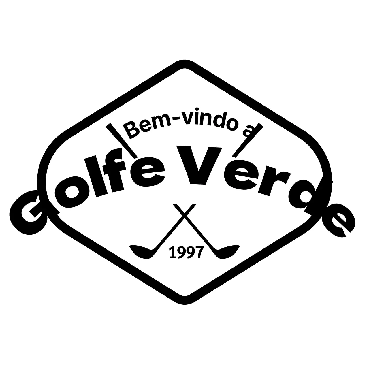 Conceito simples de taco de golfe com logótipo de golfe e caligrafia