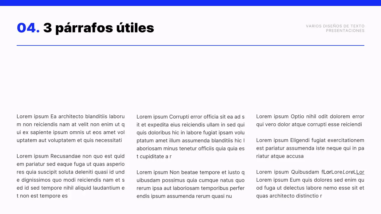 Informe de texto moderno en azul y blanco