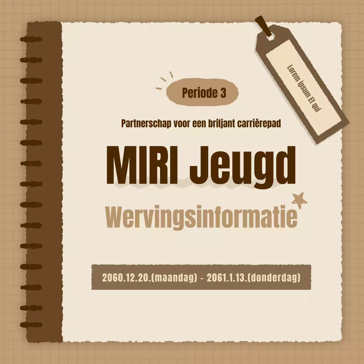 Een eenvoudige vacature op het platform voor loopbaanervaring in bruin en beige