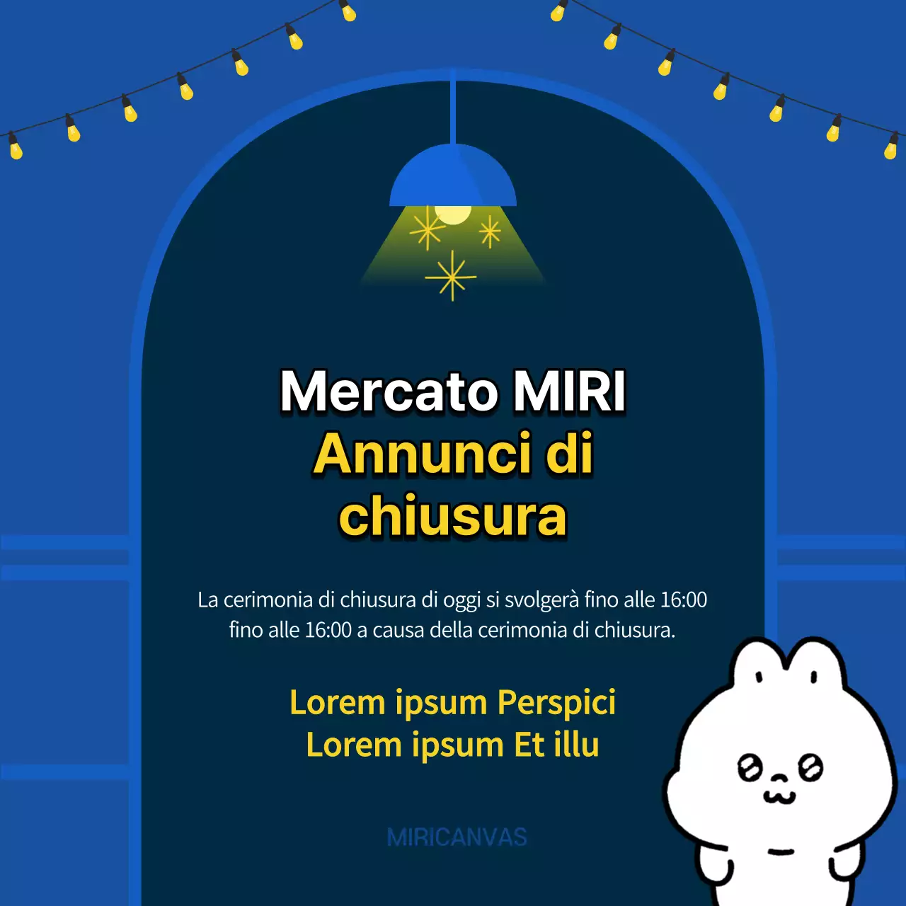 Un annuncio di fine anno aziendale minimalista in blu e giallo