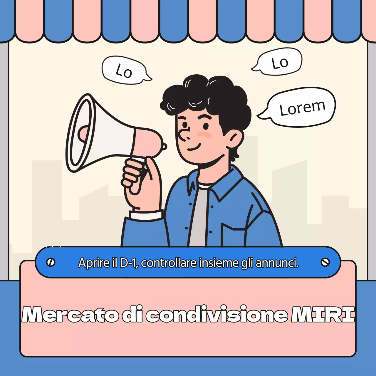 Annuncio del bazar blu e rosa