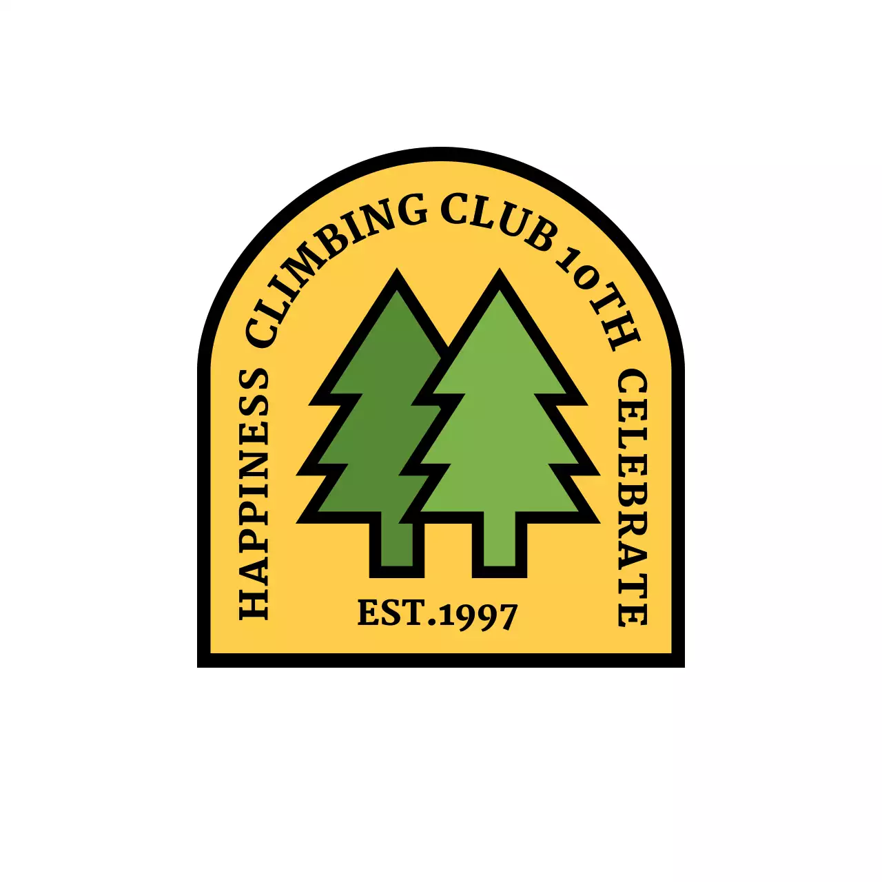 Simple concept camping club with tree illustration and arched logo