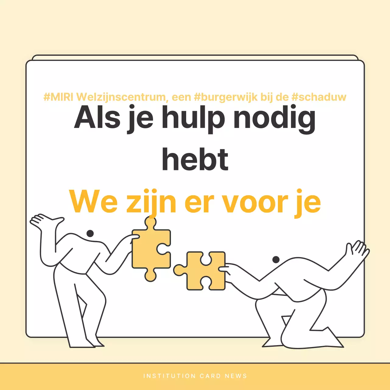 Een eenvoudige geel-witte nieuwsbriefpost van het welzijnskantoor
