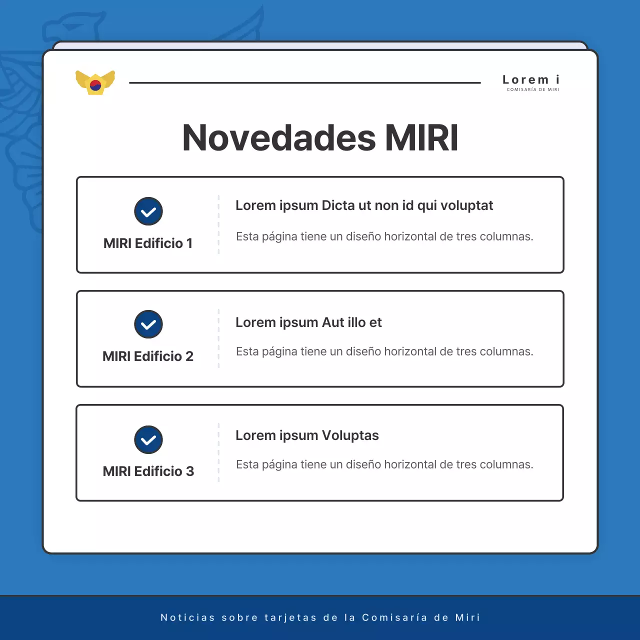 Anuncios por defecto del boletín de la comisaría de policía en azul y azul marino