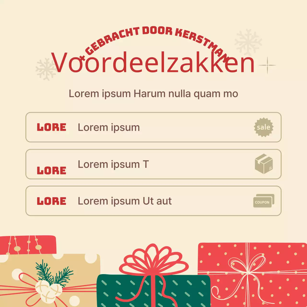 Kerstmarketingadvertenties in rood