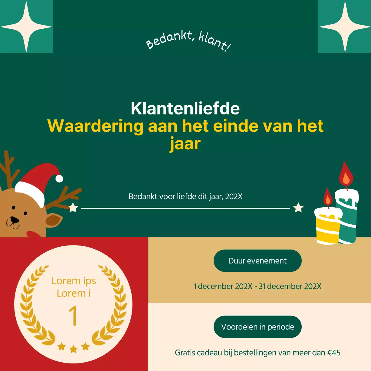 Maak reclame voor een schattig pakket met kerstsjablonen in groen en rood